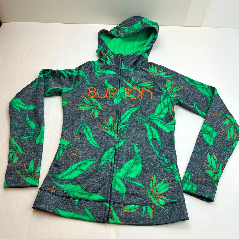 BURTON WB Peak Hoodie Dry-ride Dark Ash Hawaiian Full Zip Hooded Jacket Size XS
